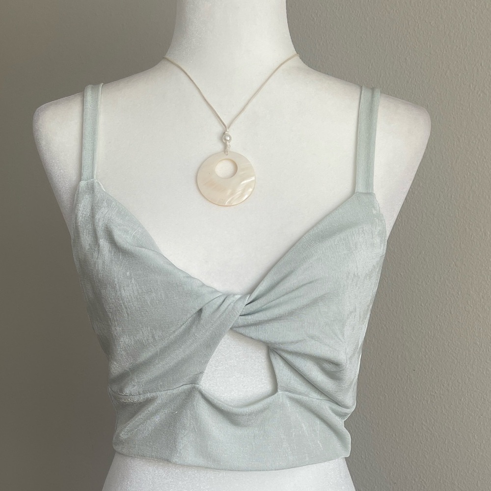 Light Sage Twist Front Crop Top Size XL